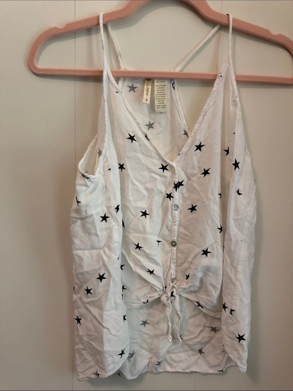 Japna White Star Print Tie-Front Camisole